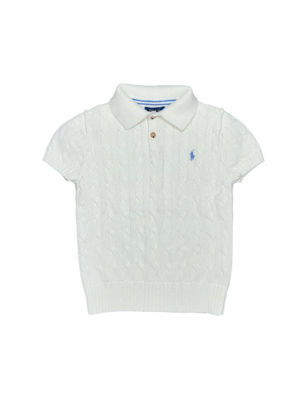 Polo Ralph Lauren White Cable Knit Sweater Polo Size 7